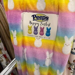 Easter Bunny Rainbow Plush Throw Blanket